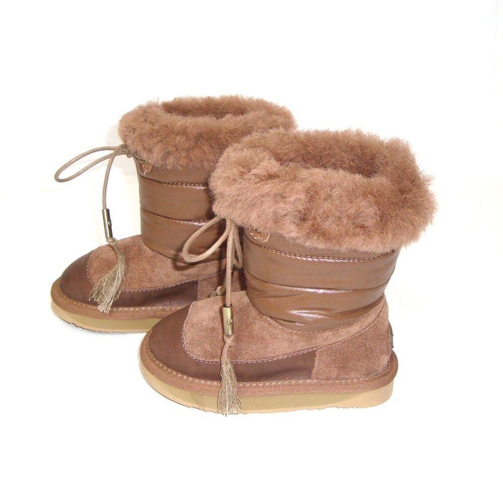 Australia Luxe Collective Earth Short Boots Kids Size 9 Suede Faux Fur Nylon